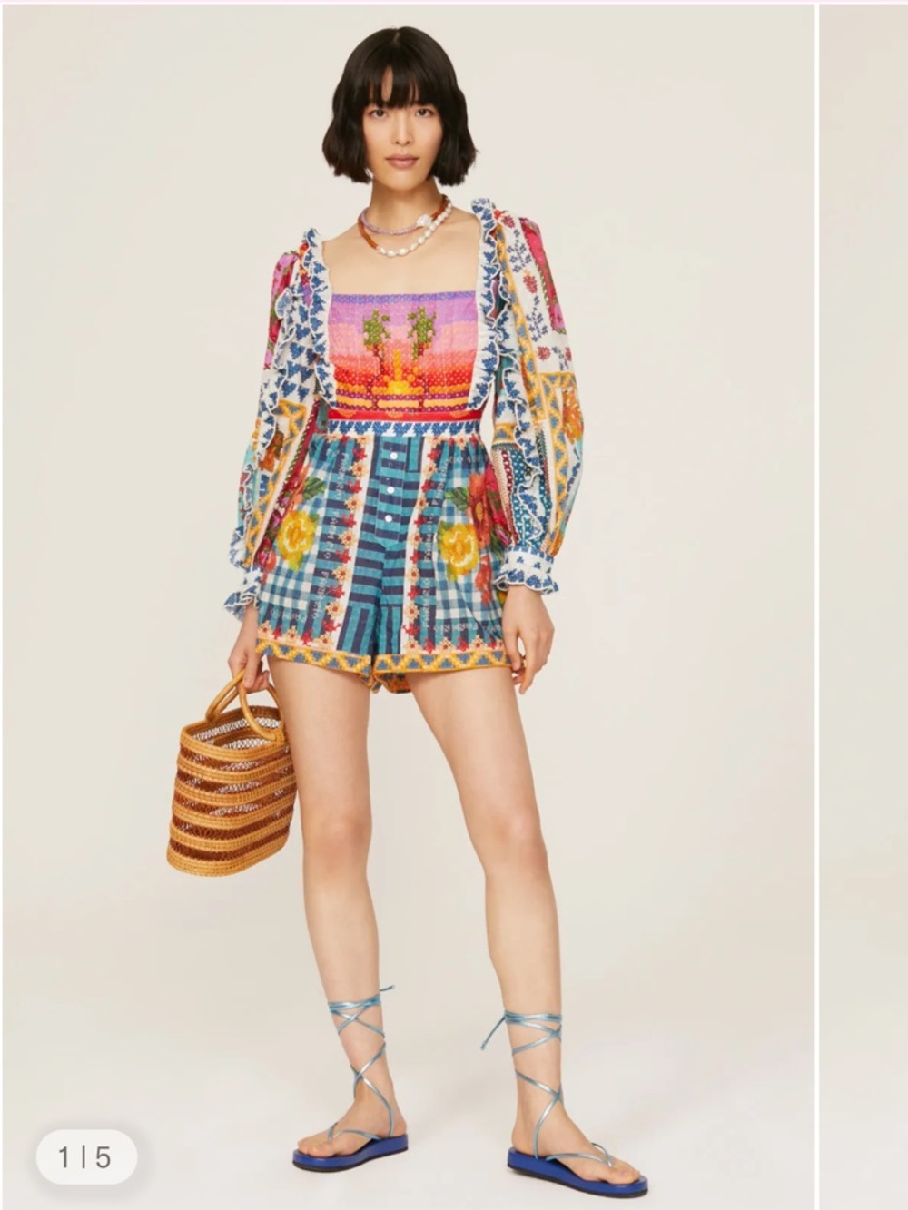 Farm Rio, some vibe floral color block romper - Picture 15 of 15